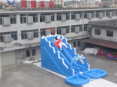 Double lanes kids inflatable water slides with pool for sale BY-WS-125